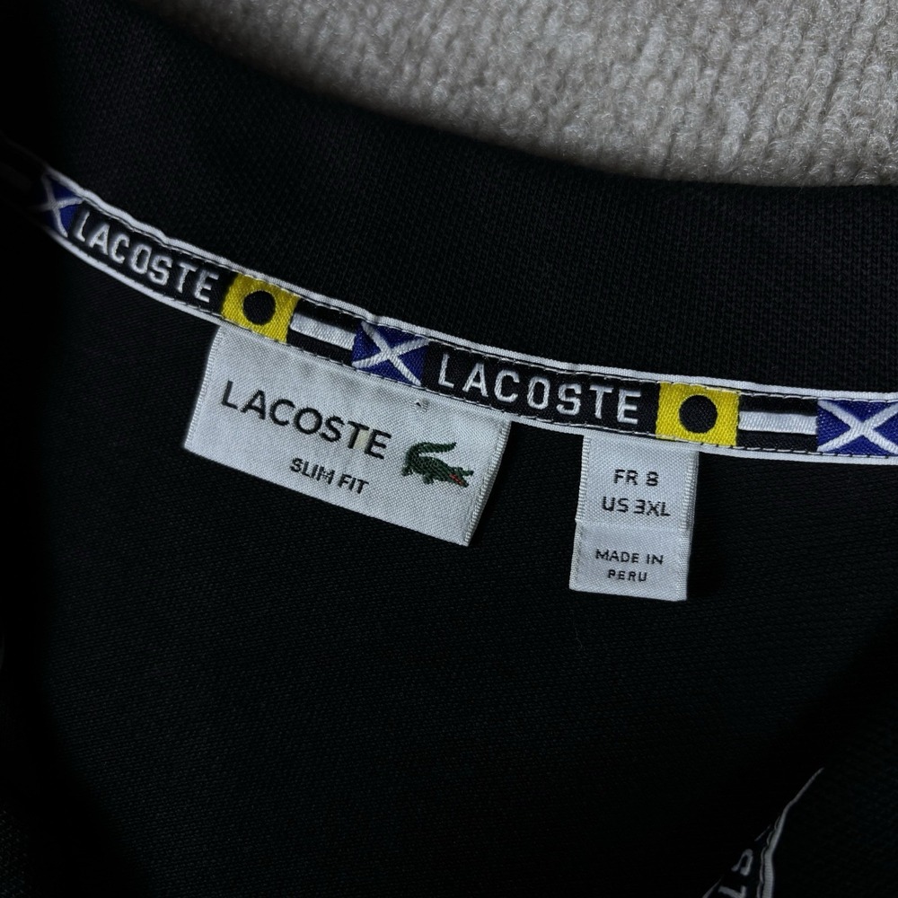 Lacoste Slim Fit Polo Shirt Mens 3XL Black Stretch Cotton Short Sleeve Peru - Picture 7 of 11